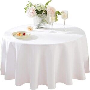 Craft And Party Premium Polyester Tablecloth - 108" Round White Tablecloth